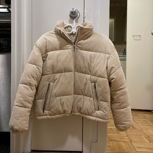Beige corduroy puffer jacket